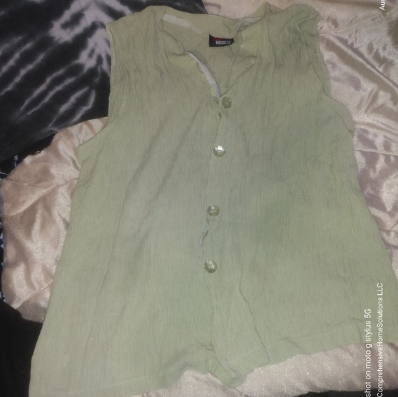 Vintage Light lime green vest blouse my Lindsey Michelle women's XL . - Picture 3 of 5